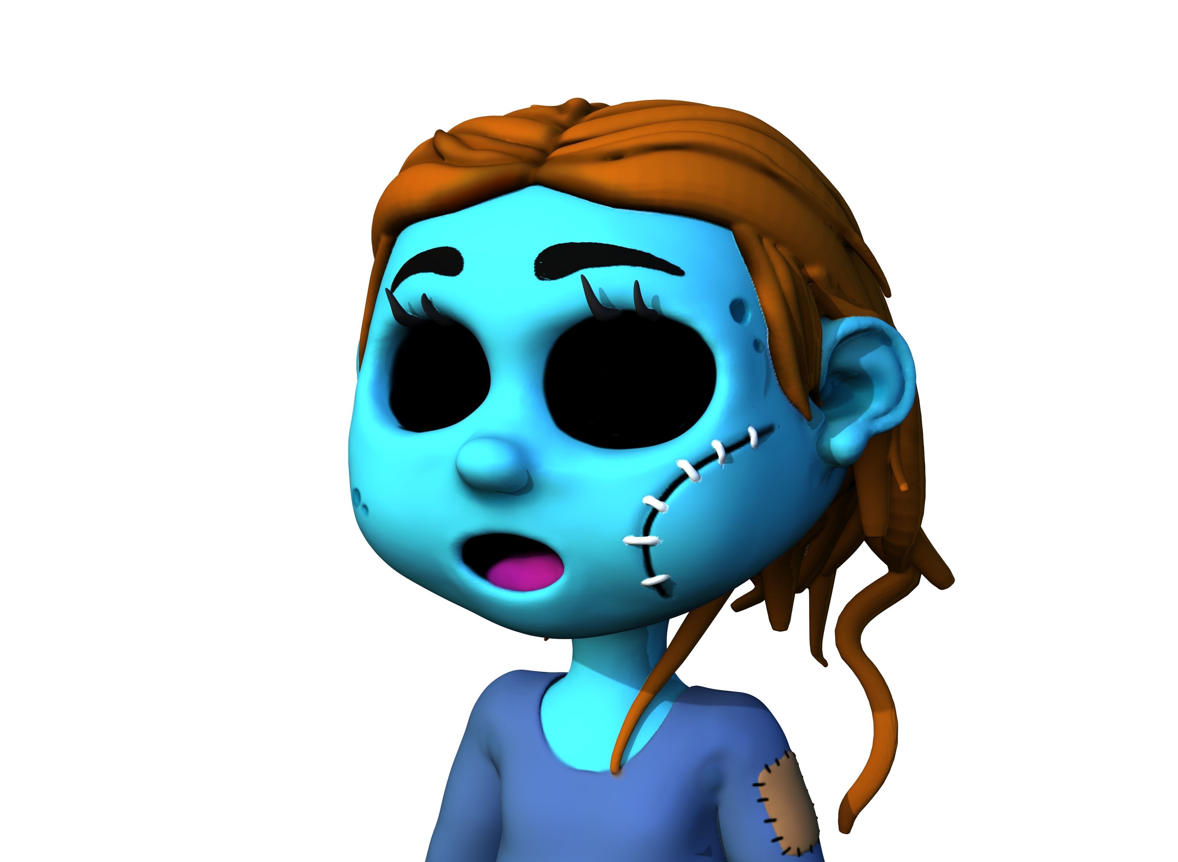 Cartoon character horror girl 3D print model_5