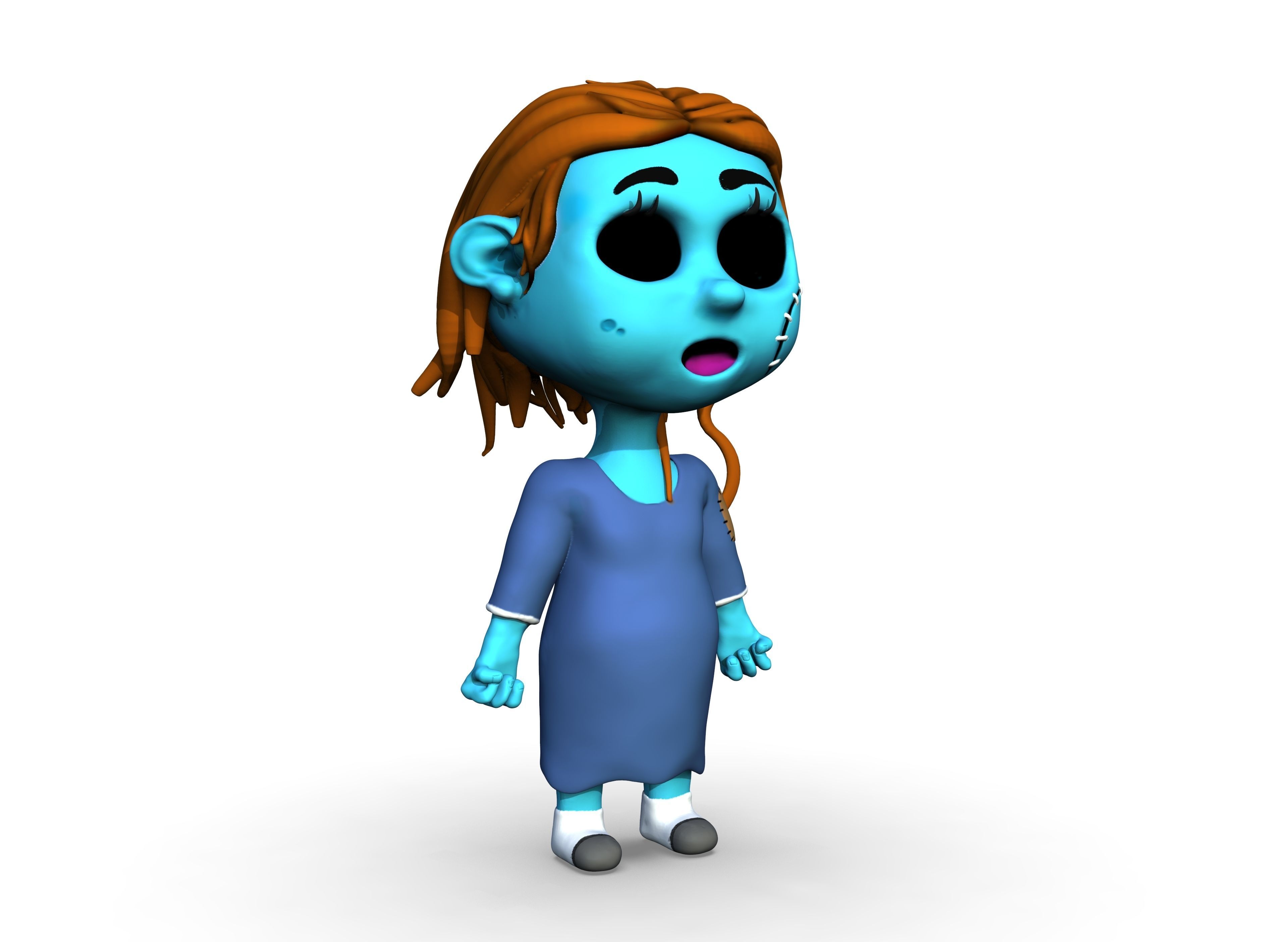 Cartoon character horror girl 3D print model_2