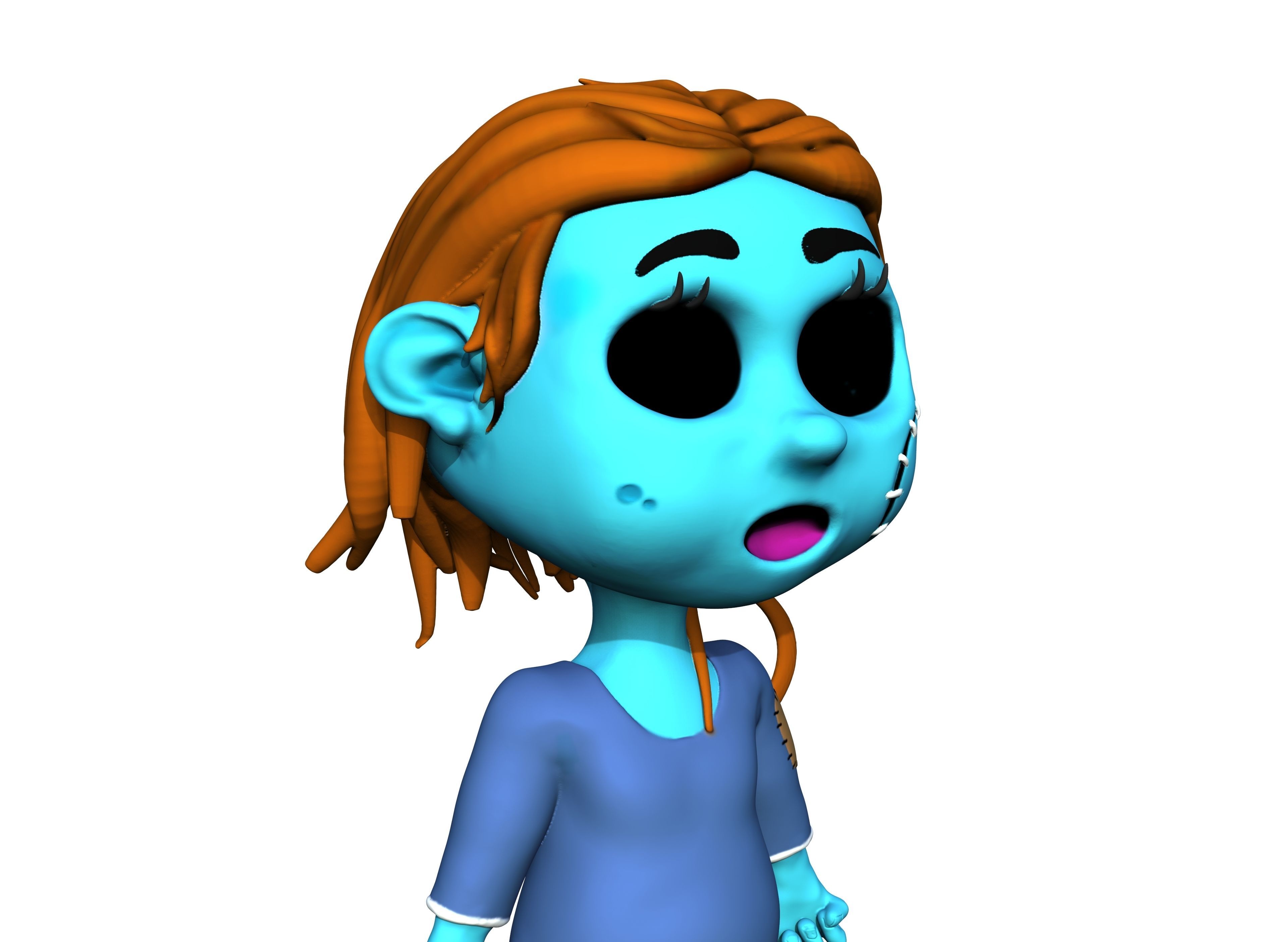 Cartoon character horror girl 3D print model_6