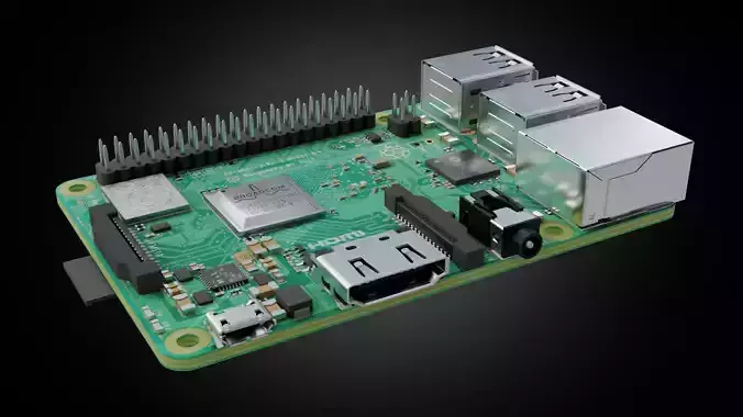 Raspberry pi 3B plus Low-poly 3D model