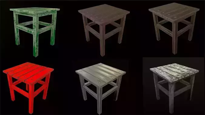 Stool trees low poly 6 texture options and high poly Low-poly 3D model