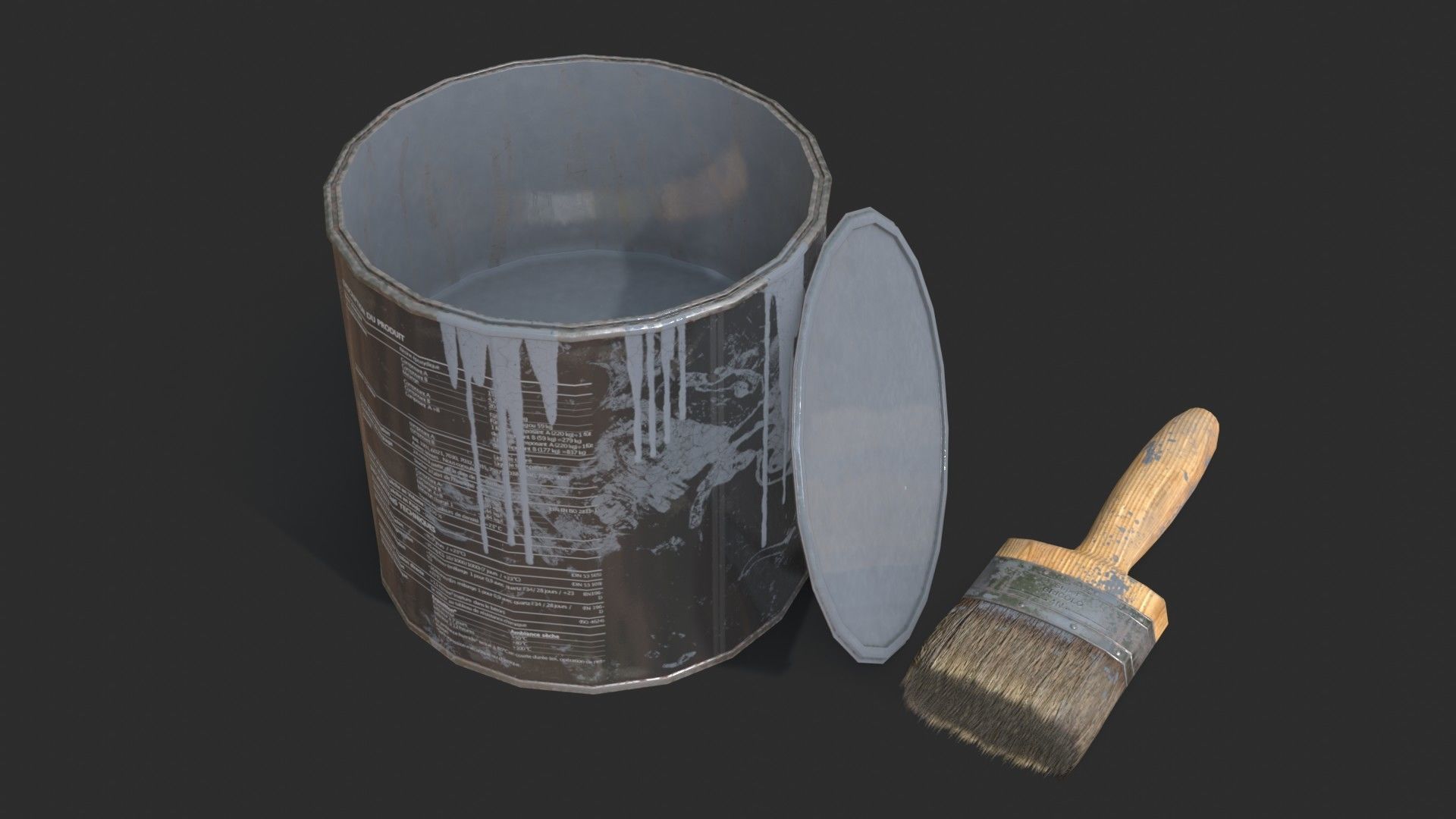 Paint Bucket and Paint Brush Low-poly 3D model_6