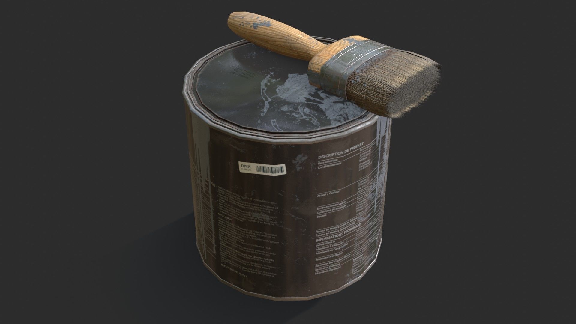 Paint Bucket and Paint Brush Low-poly 3D model_4