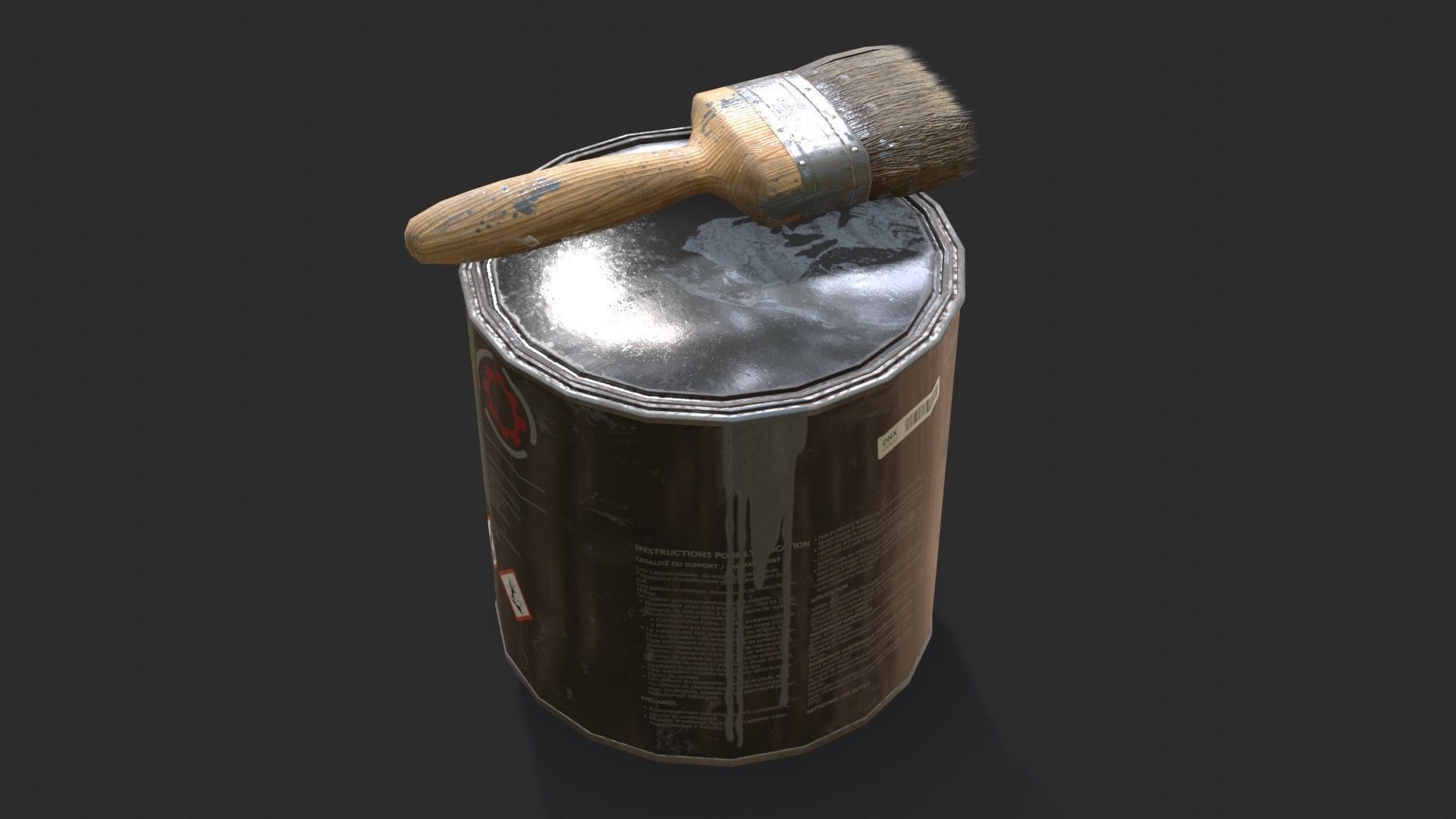 Paint Bucket and Paint Brush Low-poly 3D model_5