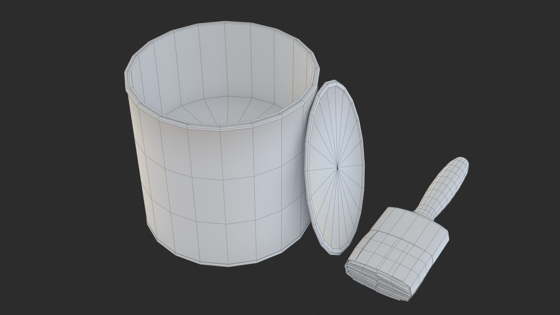 Paint Bucket and Paint Brush Low-poly 3D model_13
