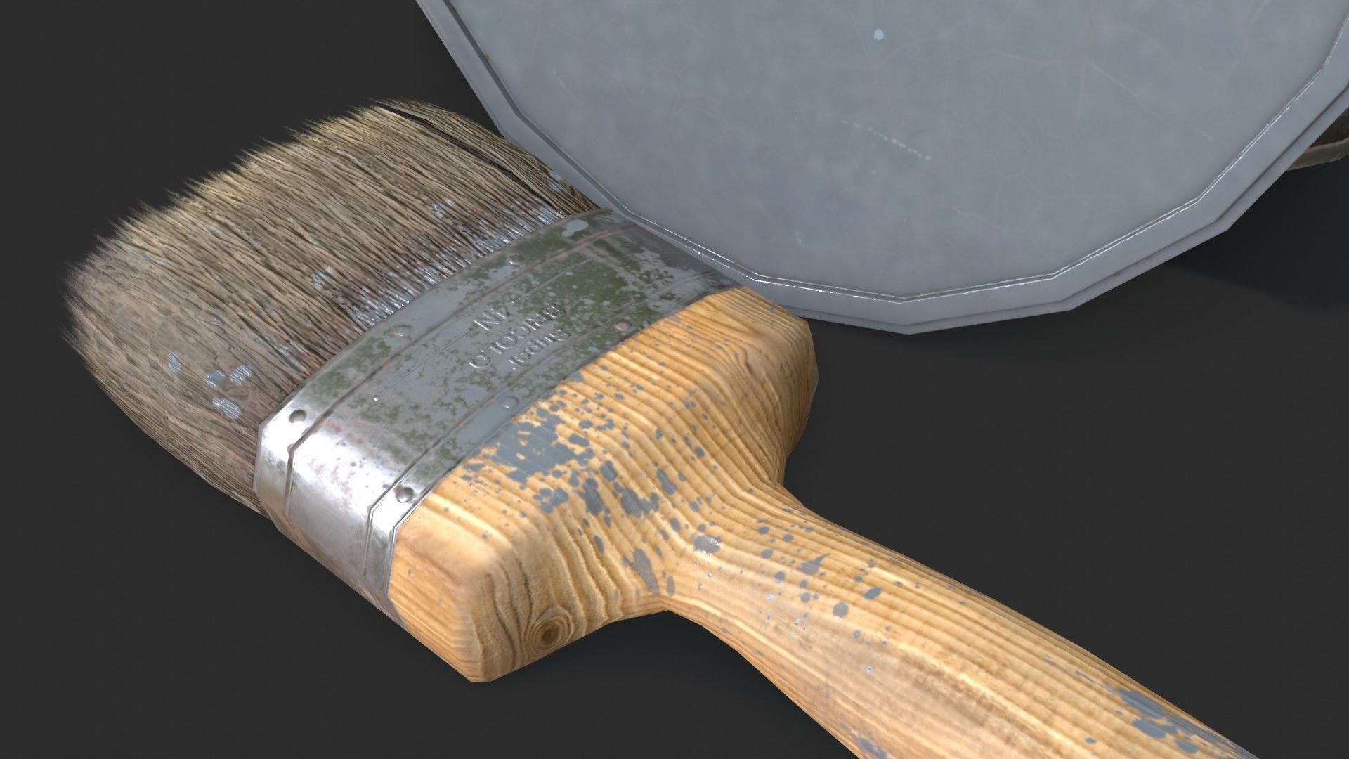Paint Bucket and Paint Brush Low-poly 3D model_8