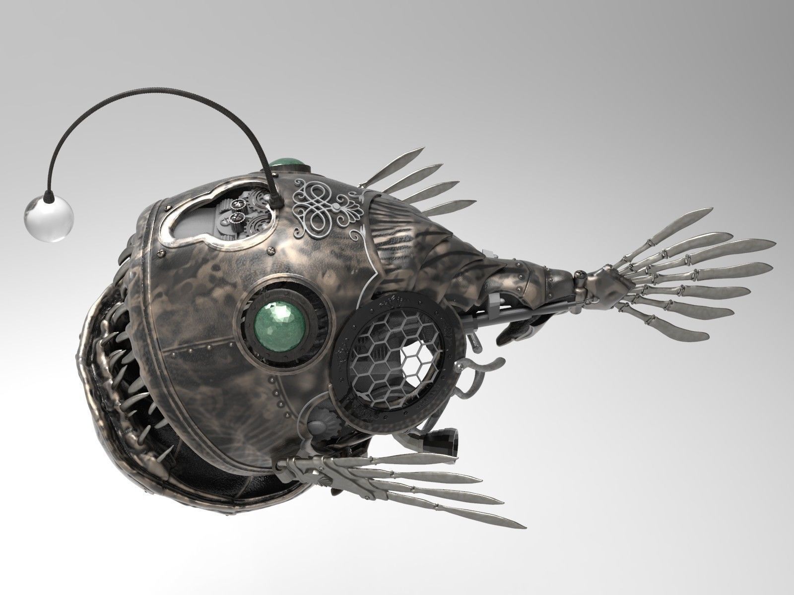 Steampunk  Fish 3D model_2