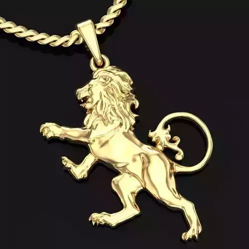 pendant heraldic lion stands on its hind legs