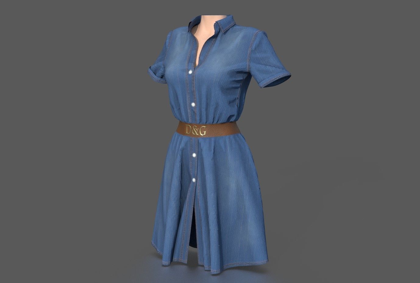 SHIRT DRESS 3D model_1