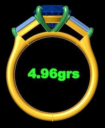 Circle Three Stone Baguette Ring 3D print model_10