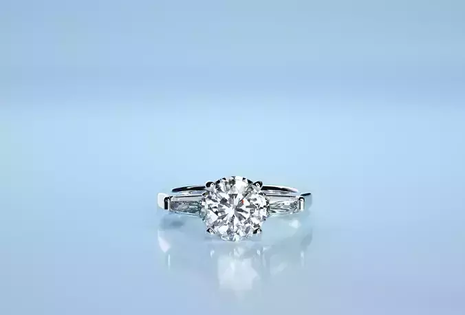 Circle Three Stone Baguette Ring