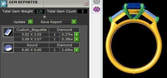Circle Three Stone Baguette Ring 3D print model_9