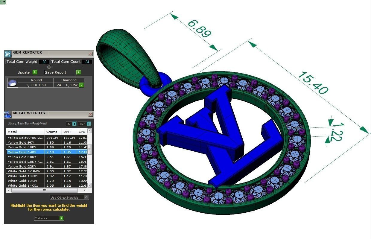 pendant LV 3D print model_3