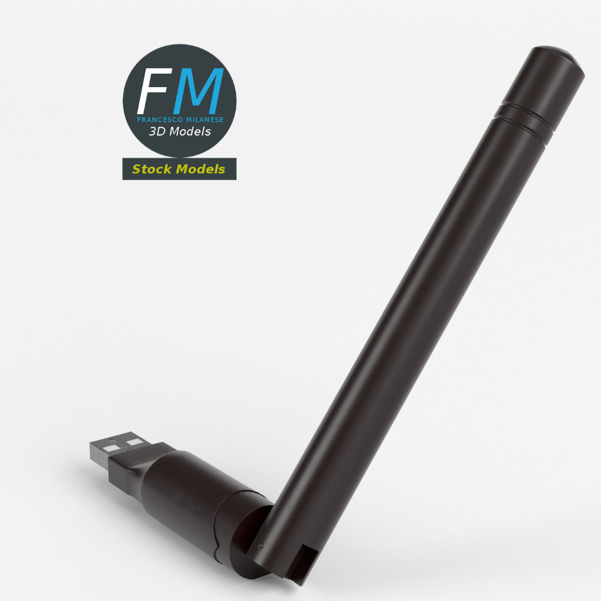 USB WiFi dongle antenna 3D model_4