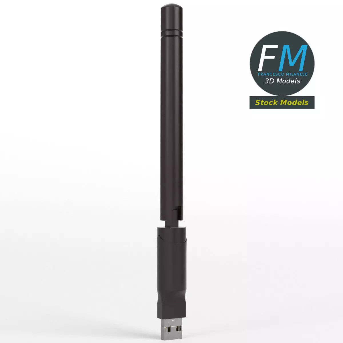 USB WiFi dongle antenna 3D model_0