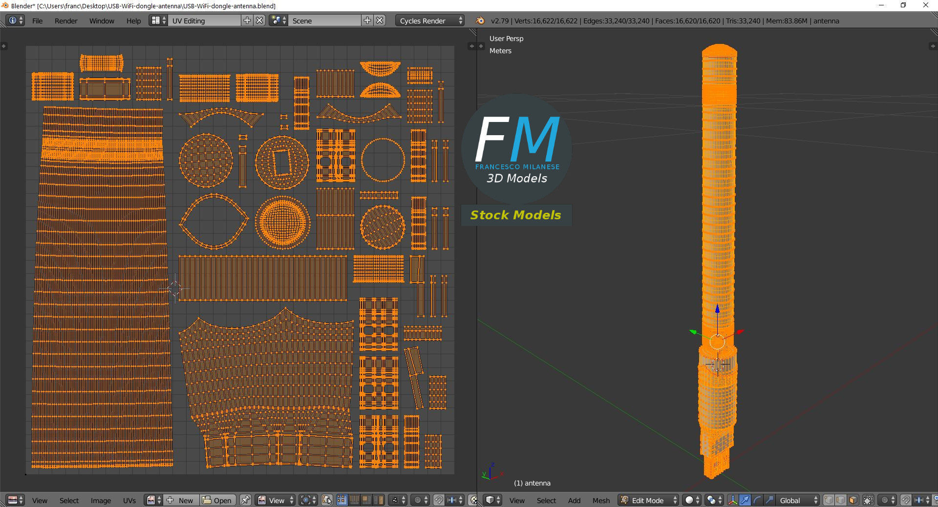 USB WiFi dongle antenna 3D model_10