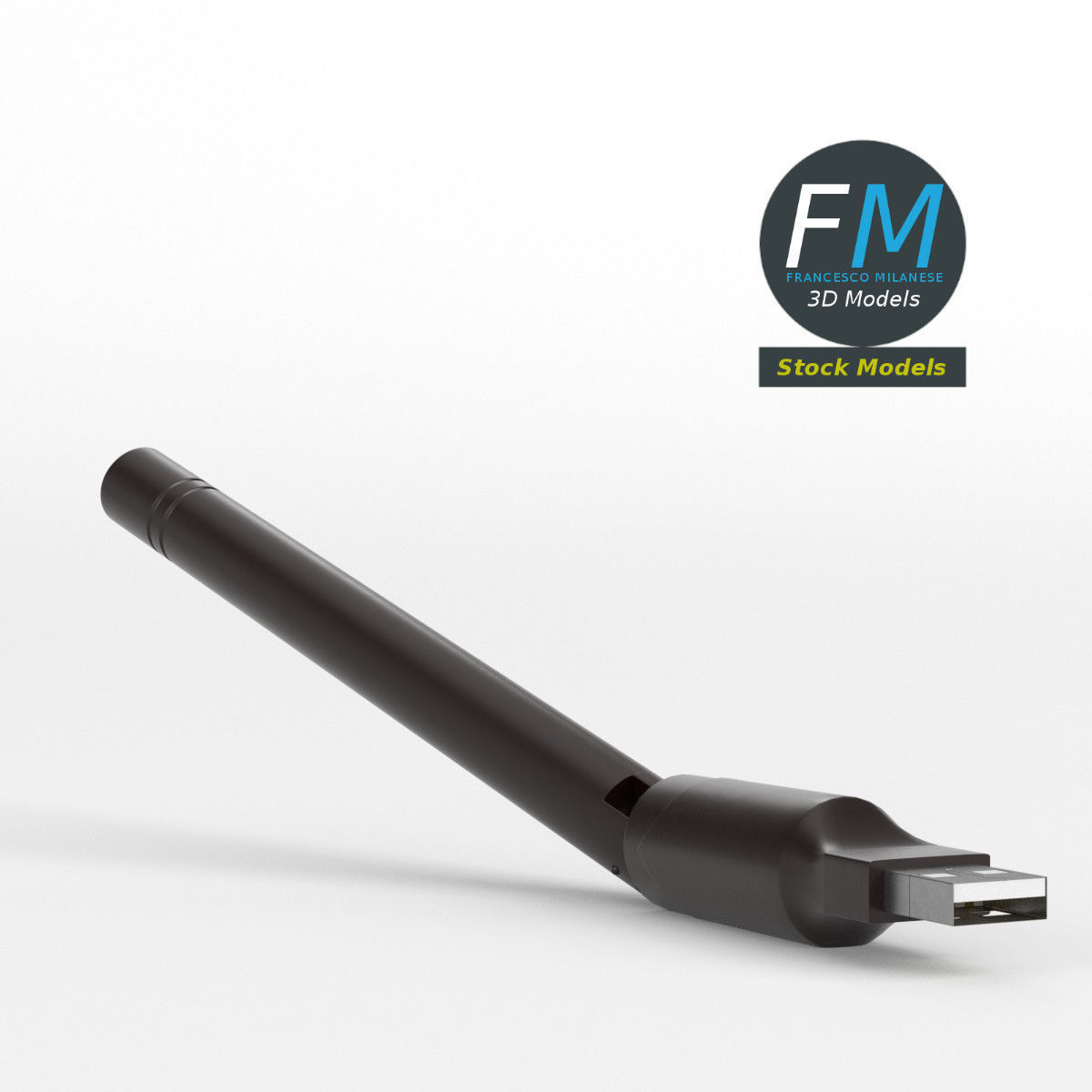 USB WiFi dongle antenna 3D model_3