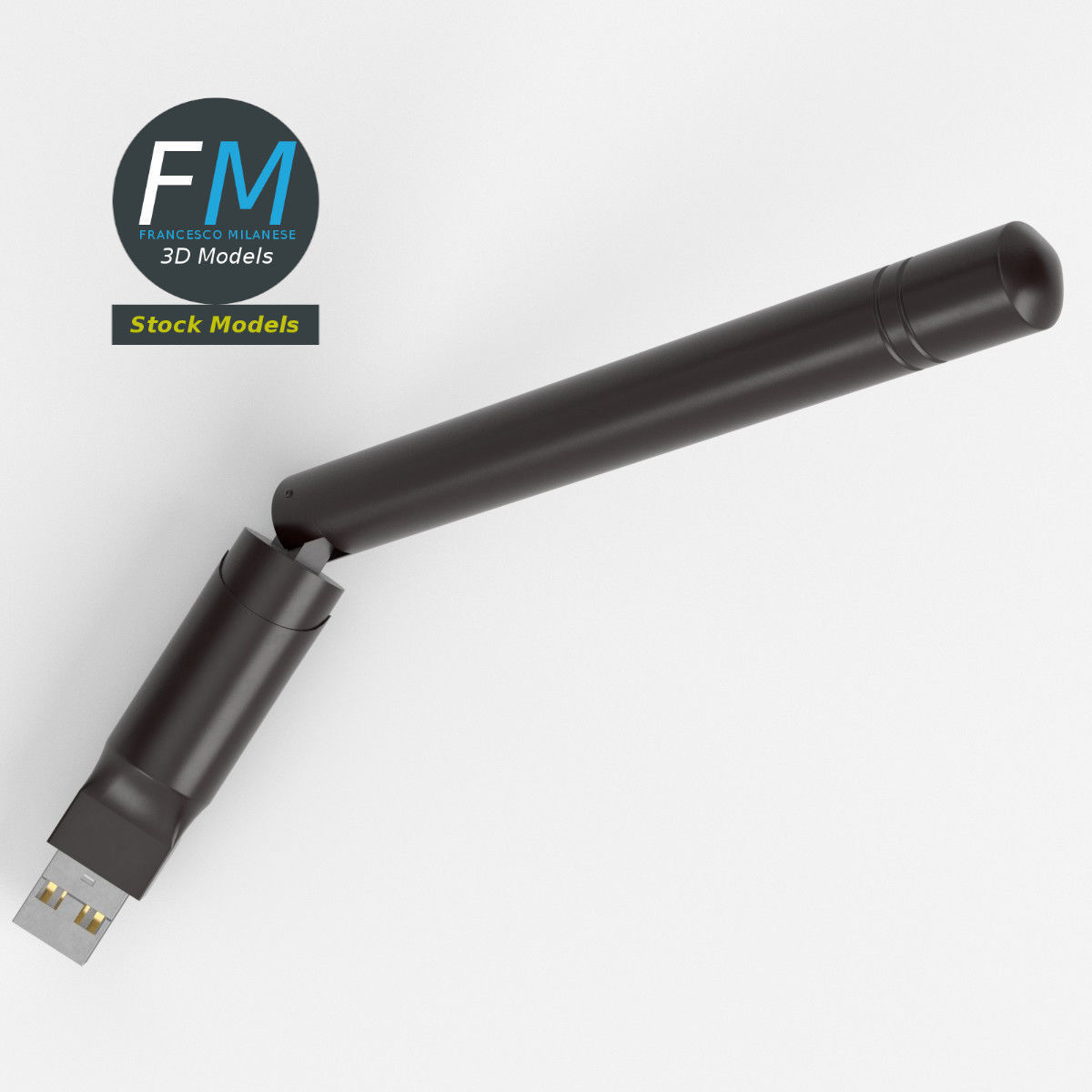 USB WiFi dongle antenna 3D model_6