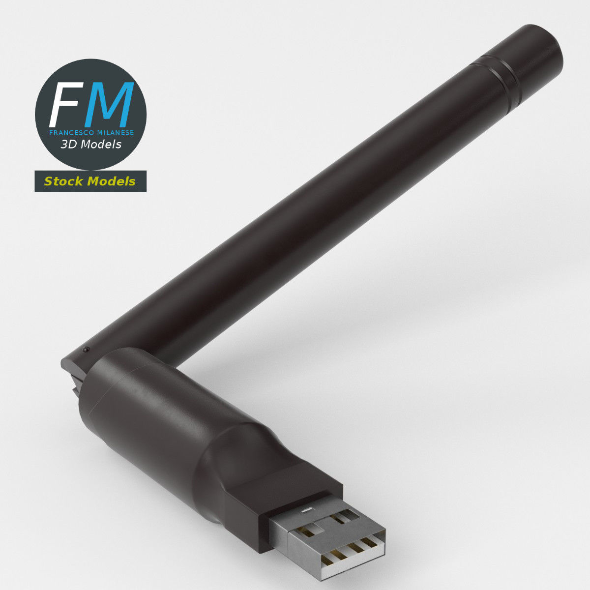 USB WiFi dongle antenna 3D model_5