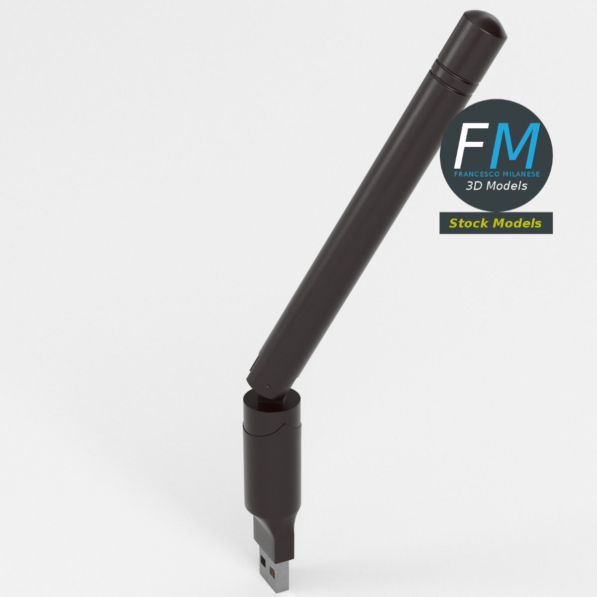 USB WiFi dongle antenna 3D model_2