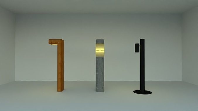 Garden Bollard Lights  Free low-poly 3D model