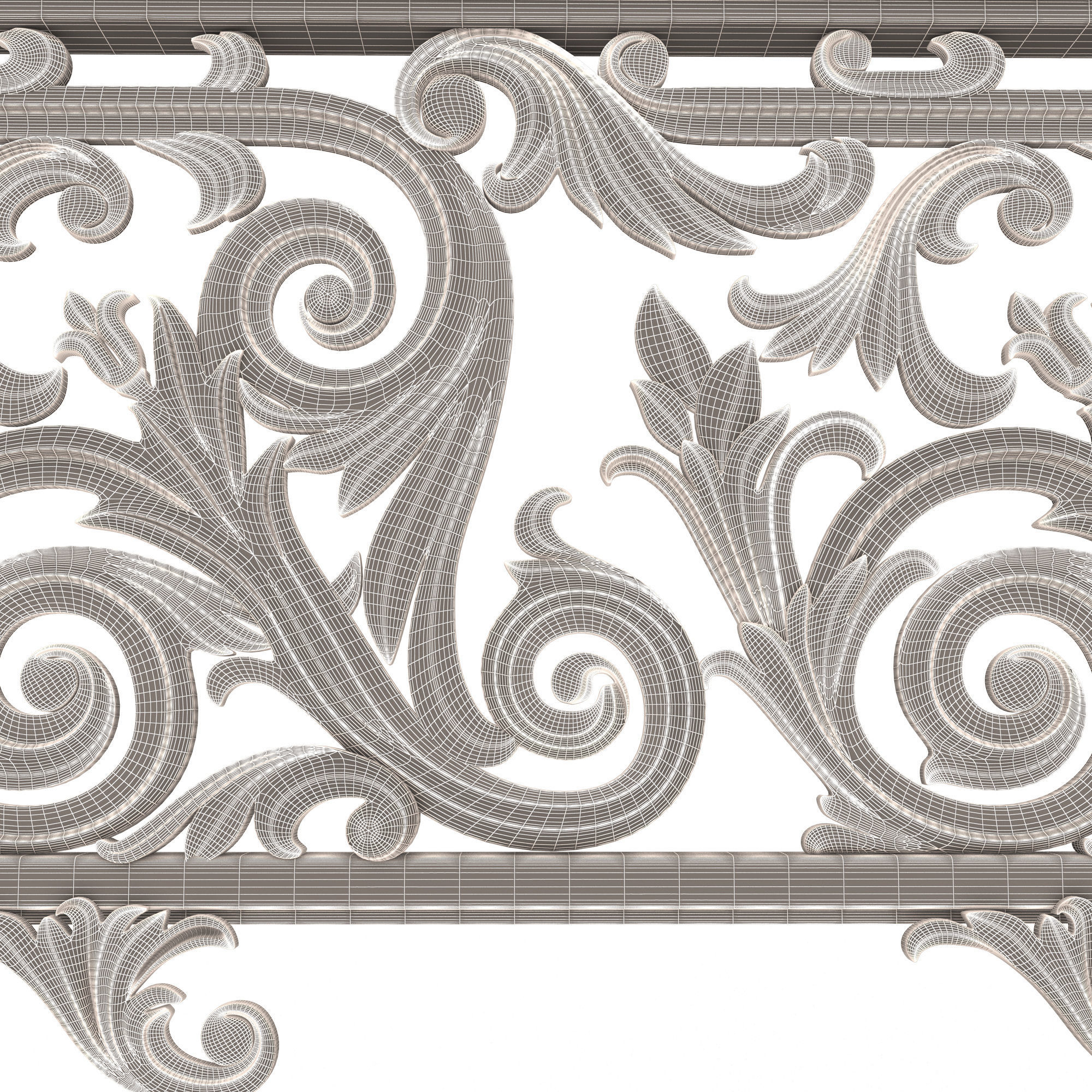 Classic Iron Railing 01 Low-poly 3D model_11