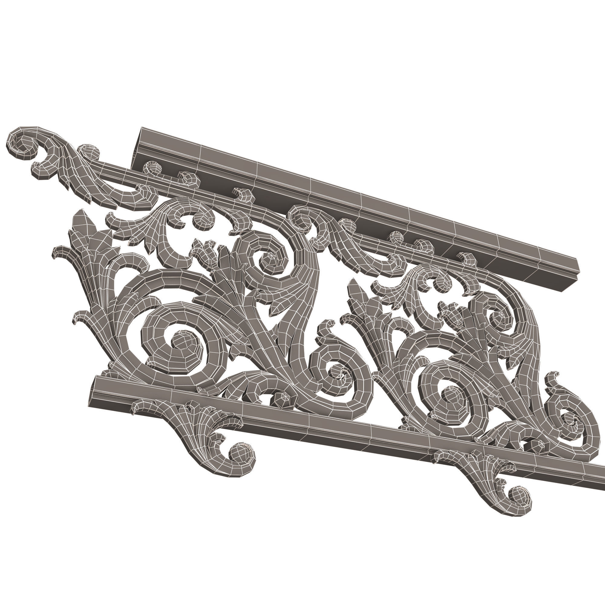 Classic Iron Railing 01 Low-poly 3D model_13