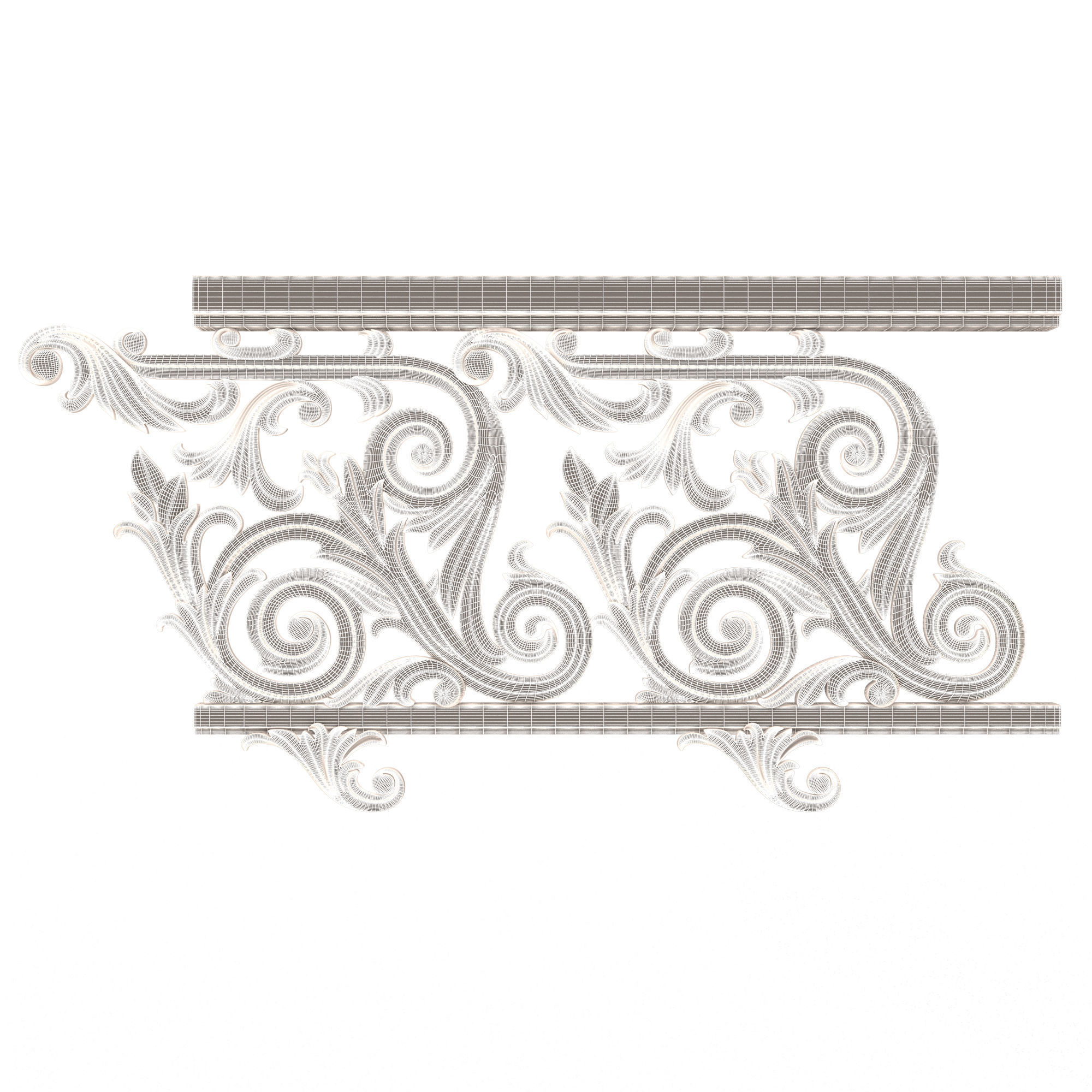 Classic Iron Railing 01 Low-poly 3D model_6