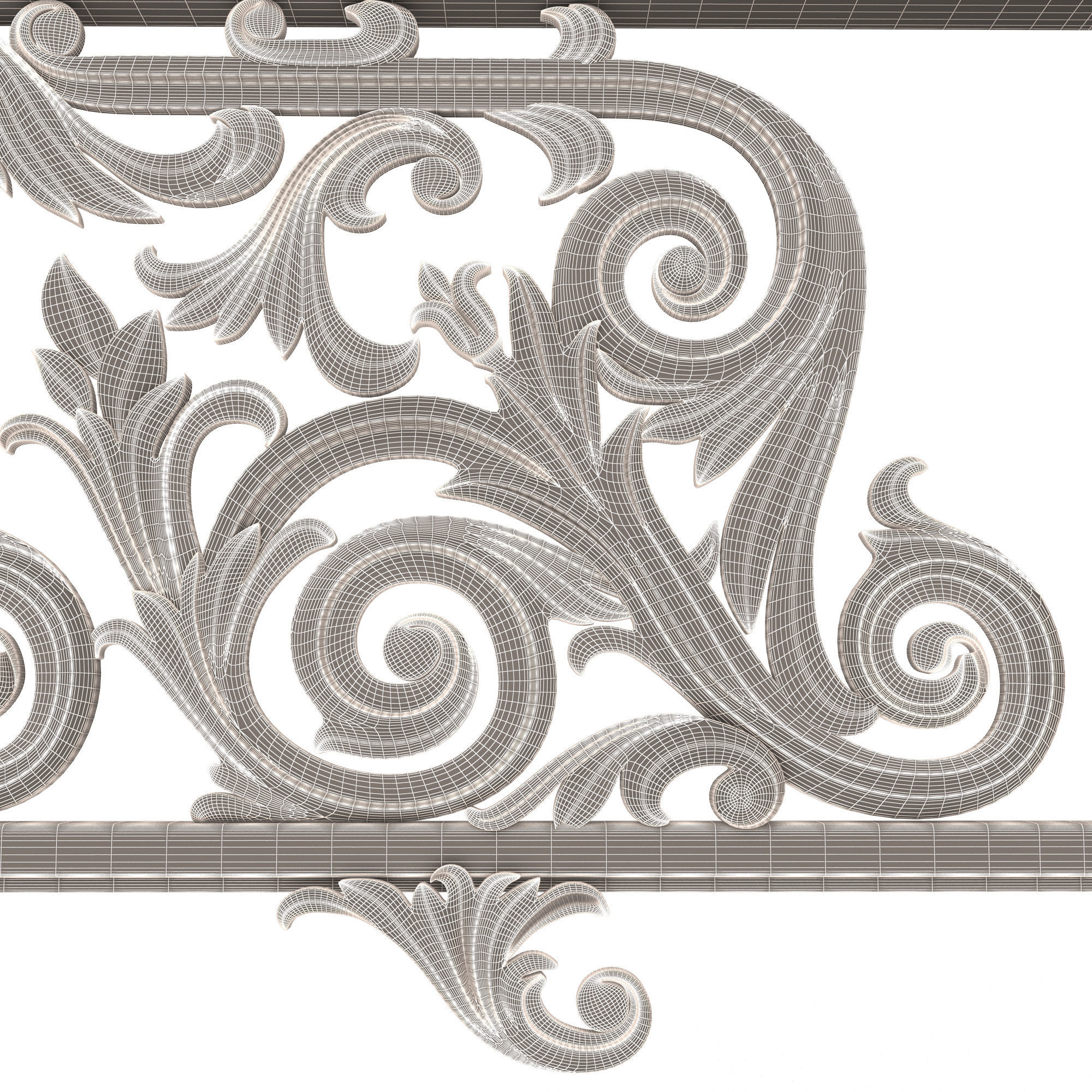 Classic Iron Railing 01 Low-poly 3D model_10