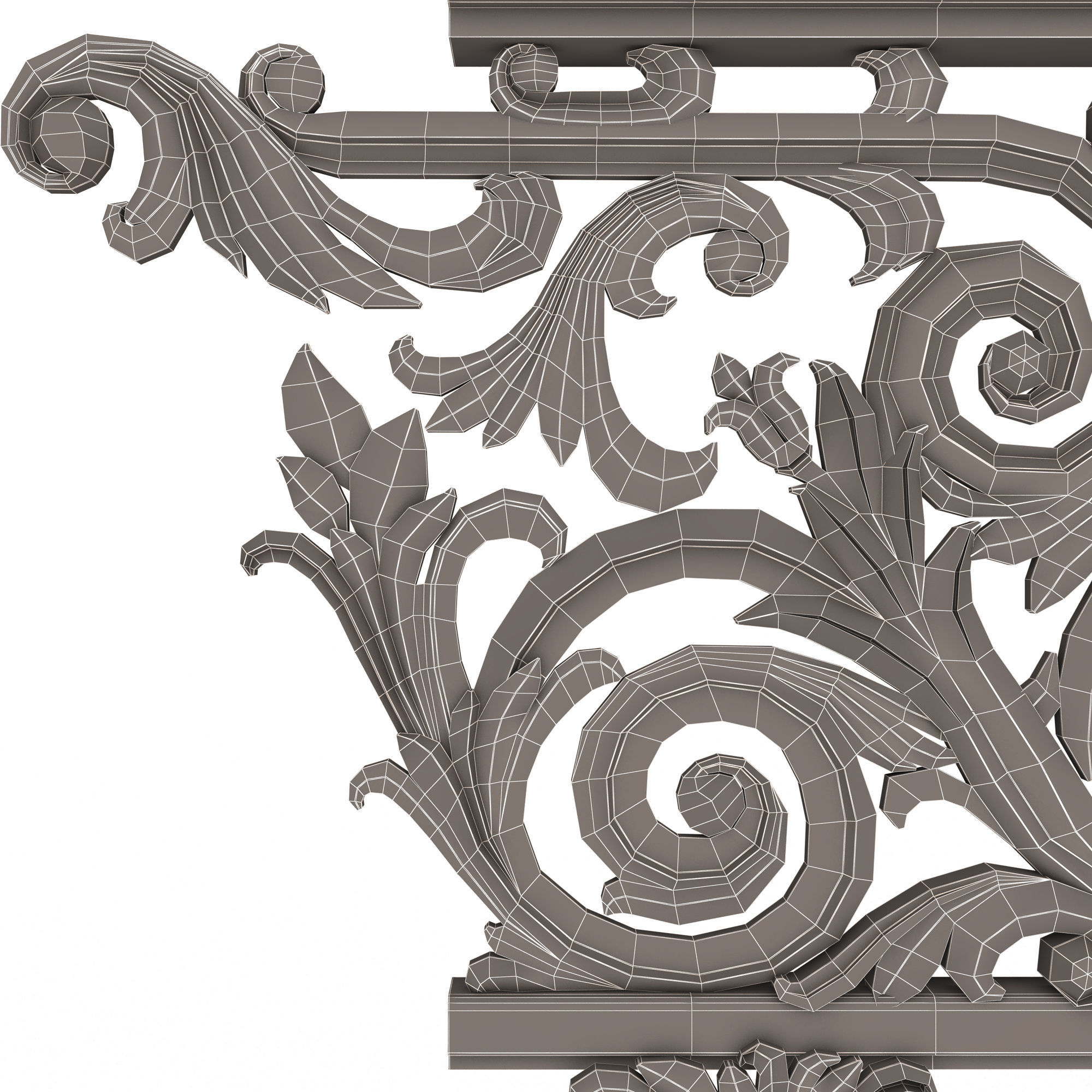 Classic Iron Railing 01 Low-poly 3D model_15