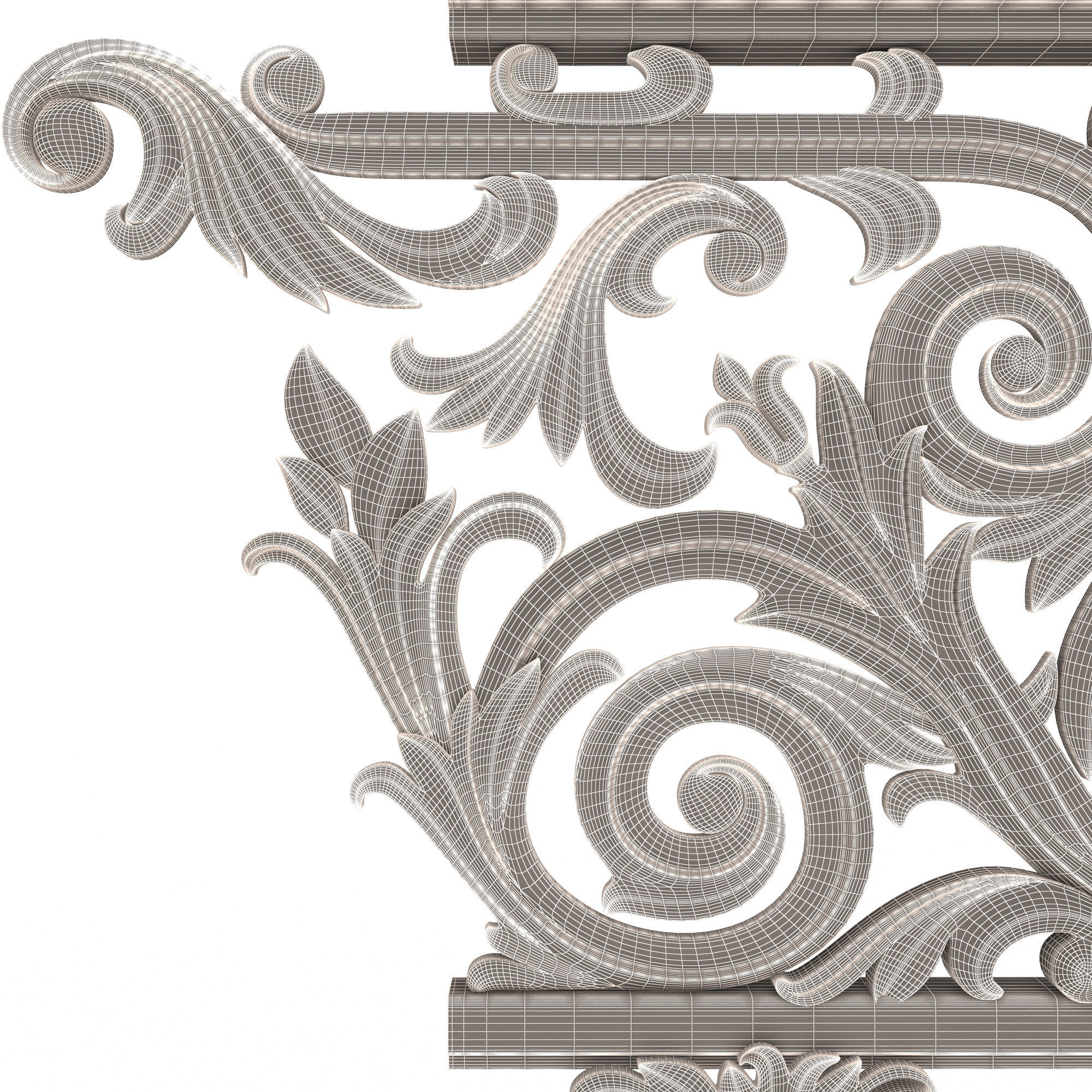 Classic Iron Railing 01 Low-poly 3D model_9