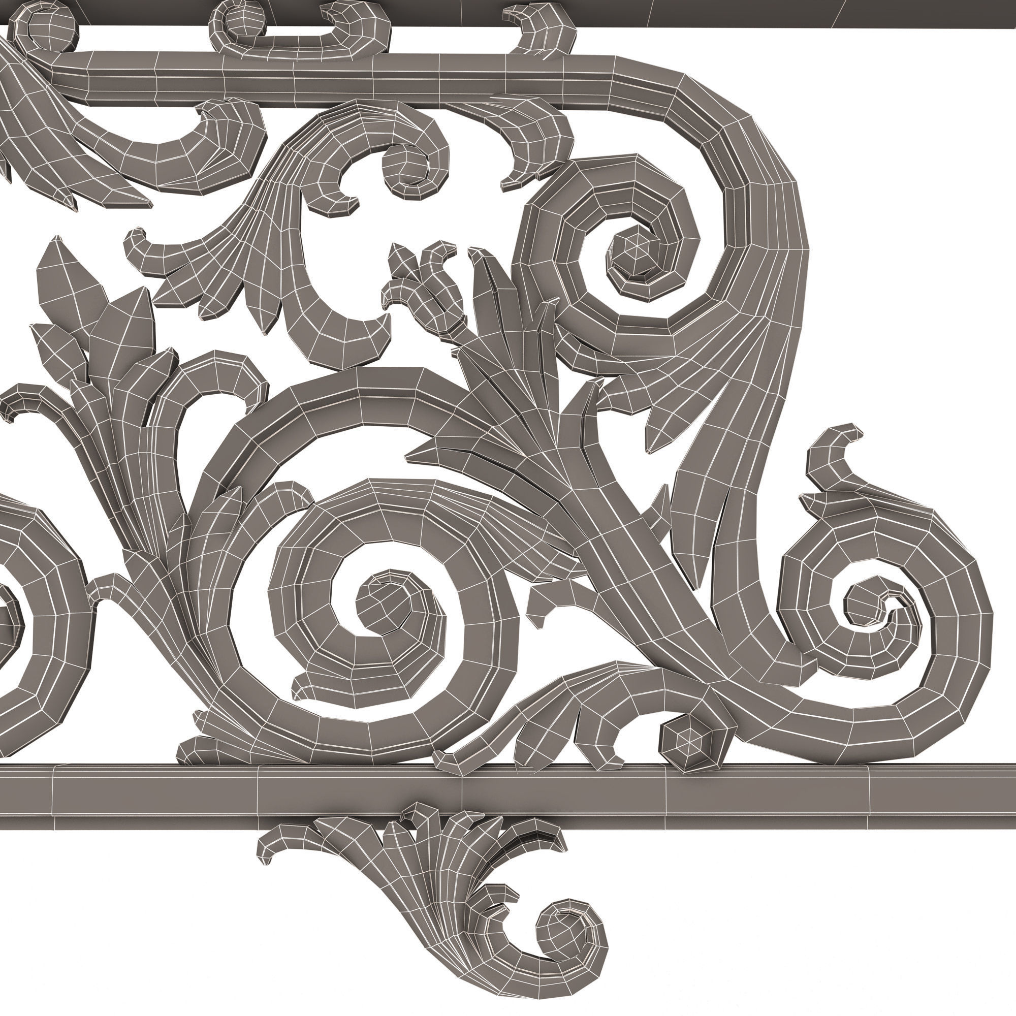Classic Iron Railing 01 Low-poly 3D model_16