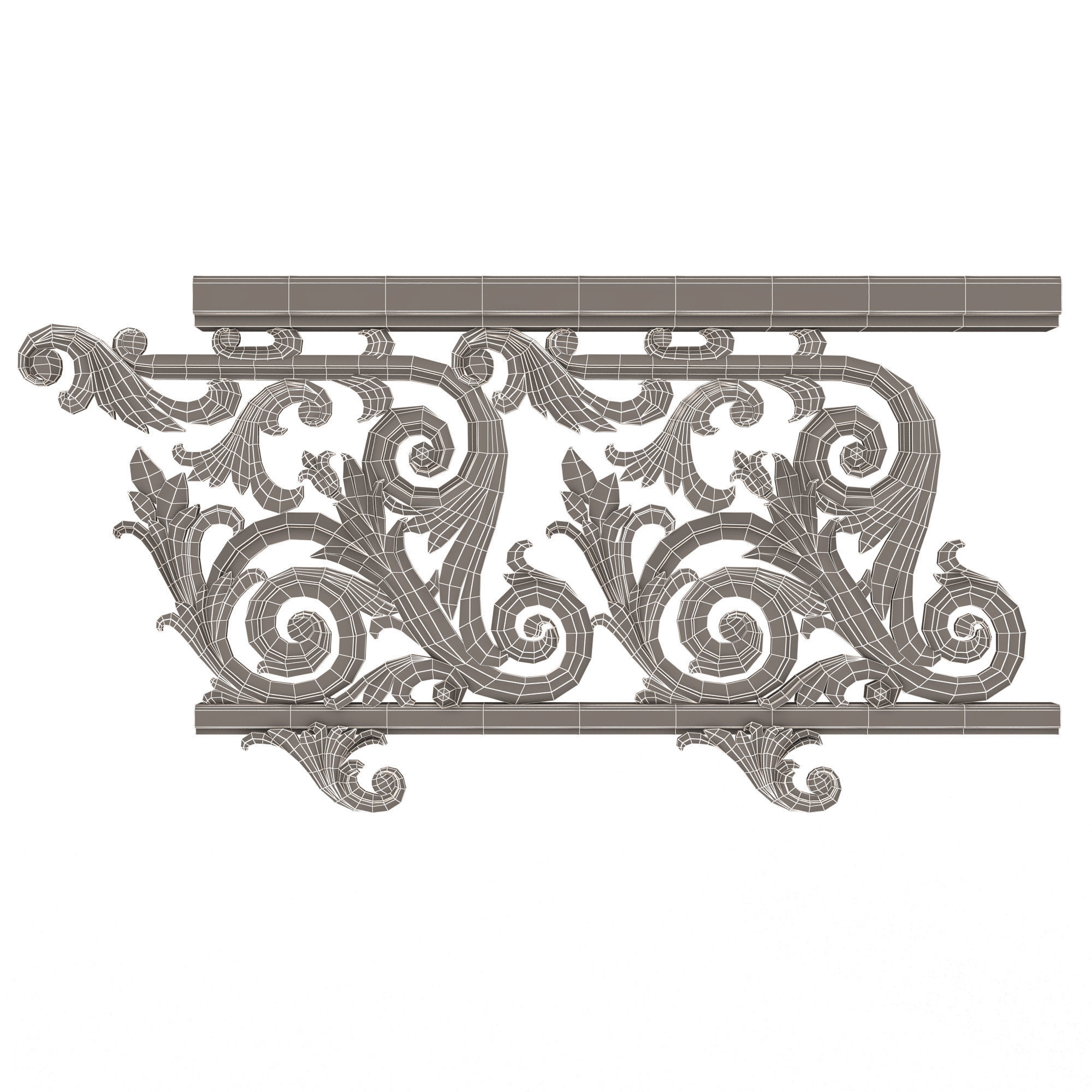 Classic Iron Railing 01 Low-poly 3D model_12
