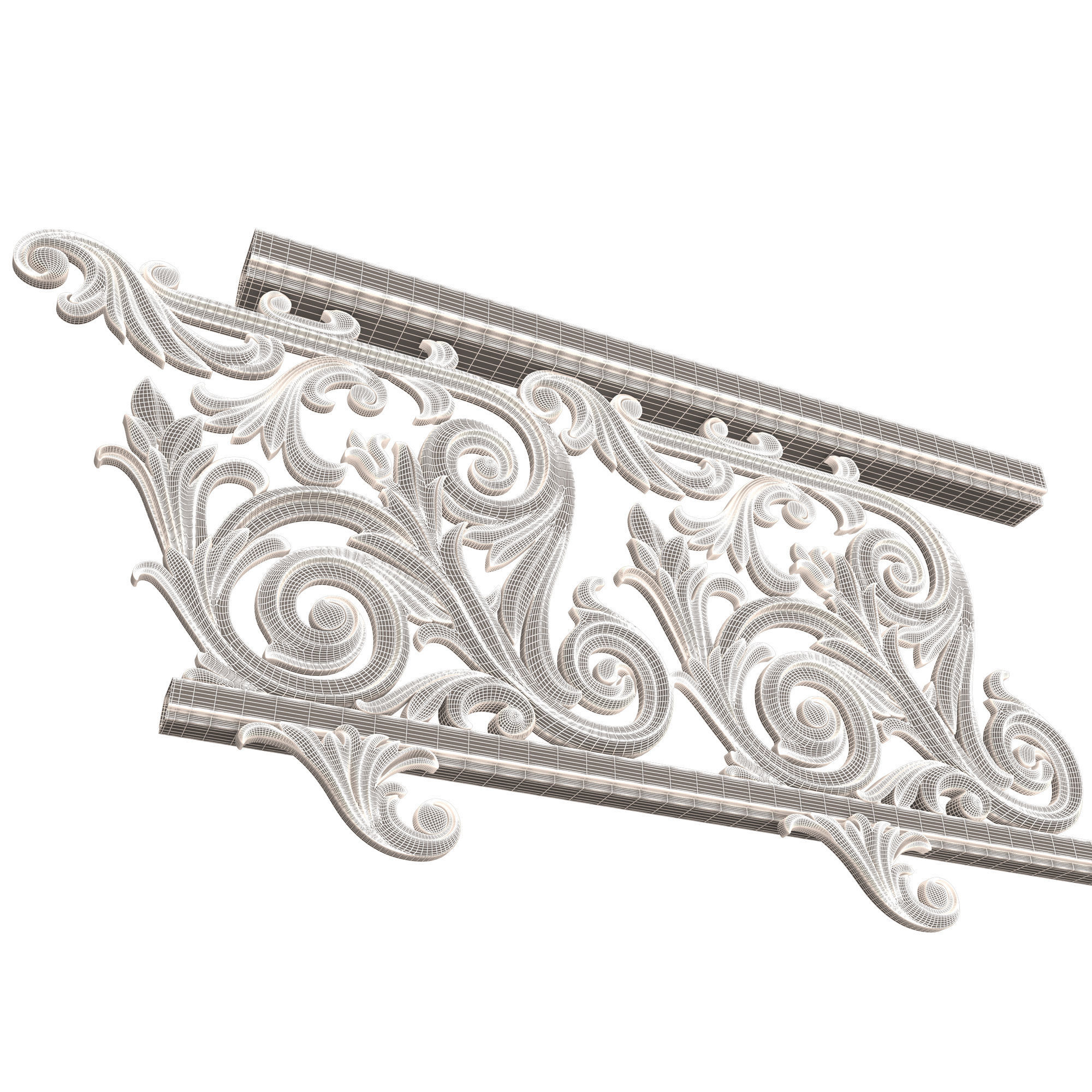 Classic Iron Railing 01 Low-poly 3D model_7