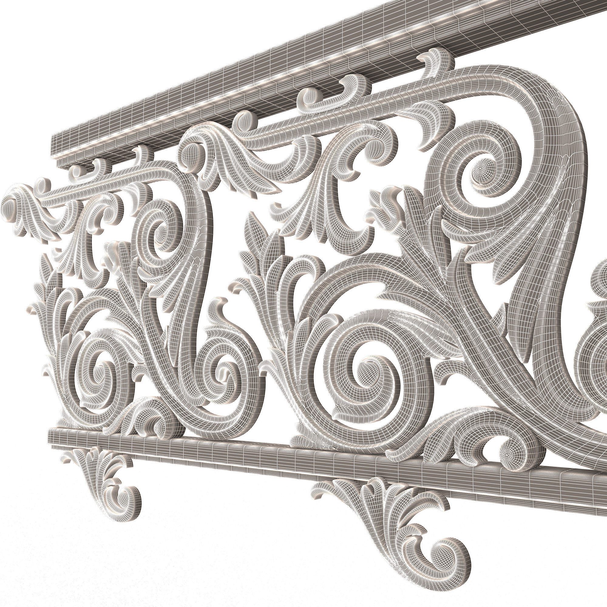 Classic Iron Railing 01 Low-poly 3D model_8