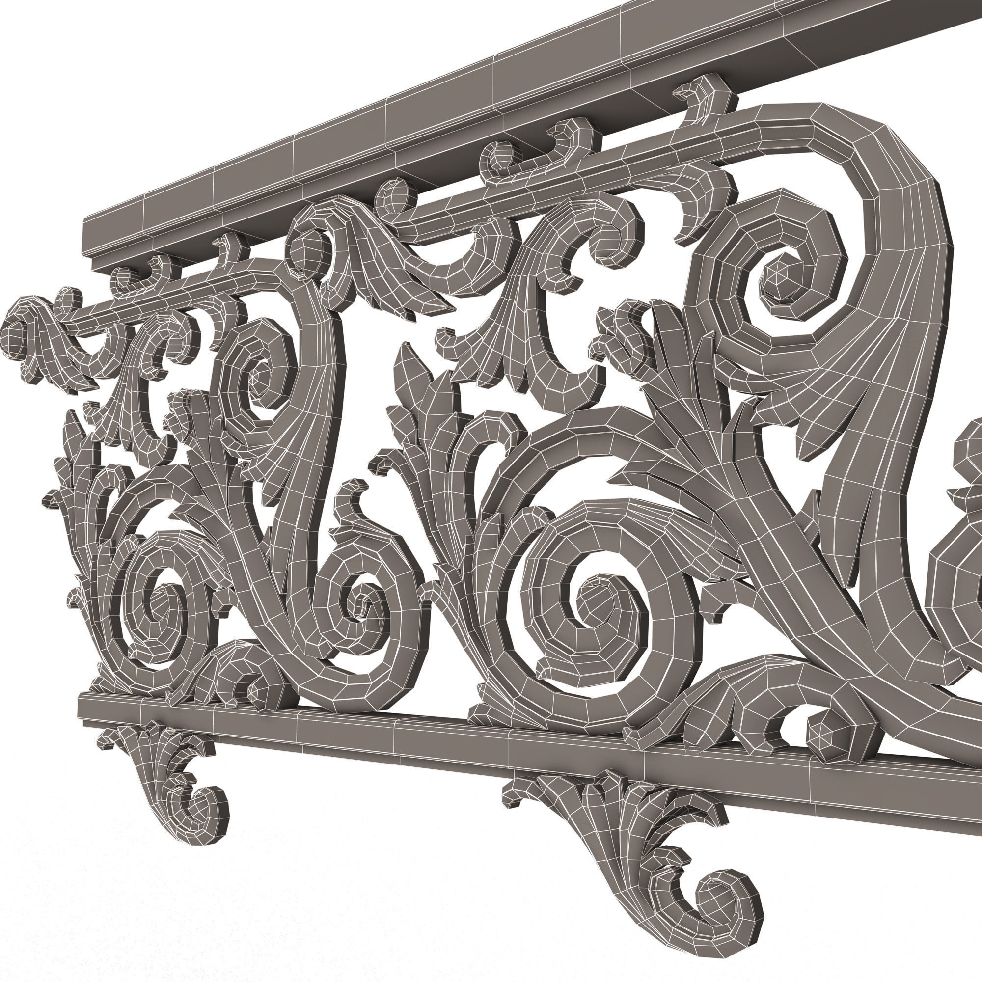 Classic Iron Railing 01 Low-poly 3D model_14