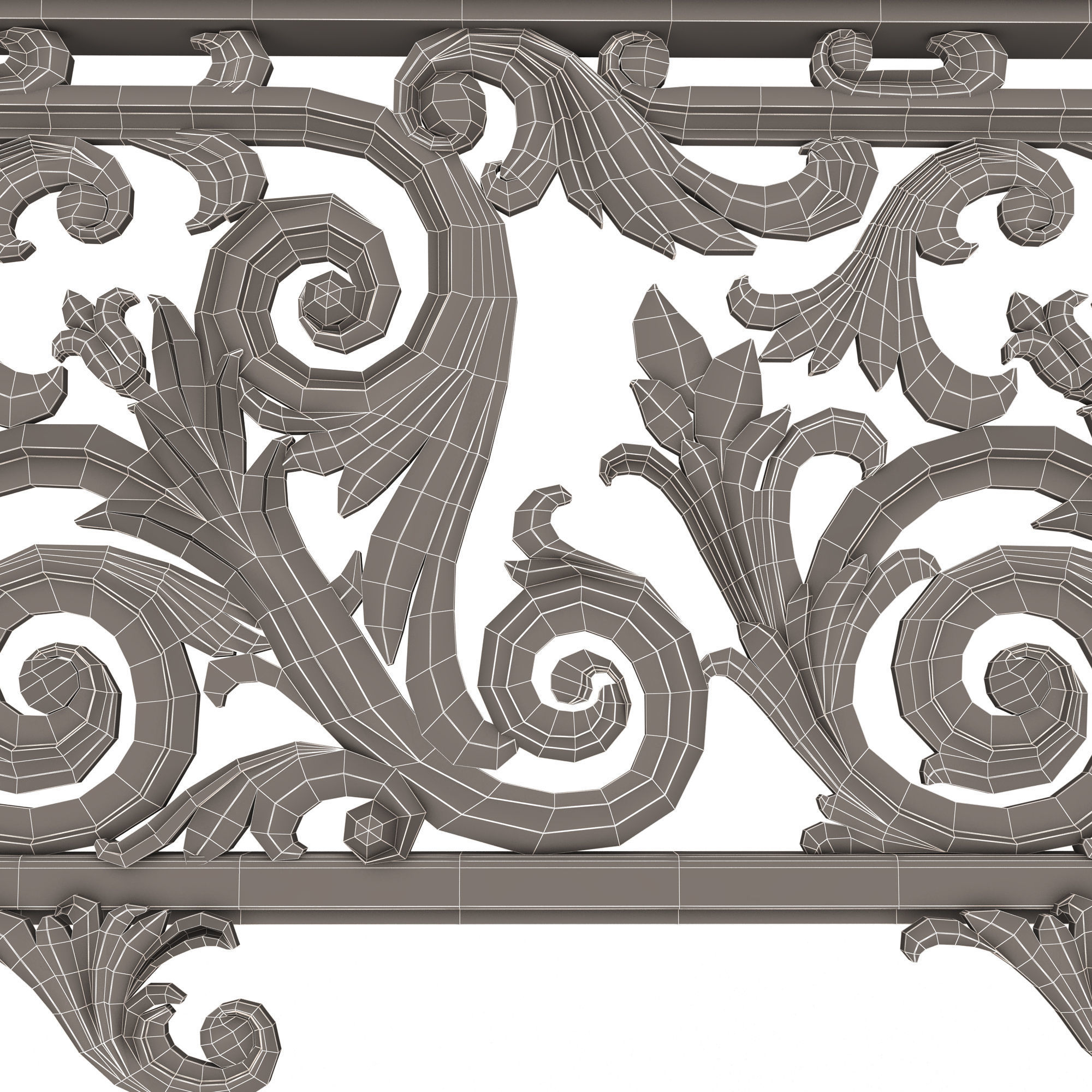 Classic Iron Railing 01 Low-poly 3D model_17