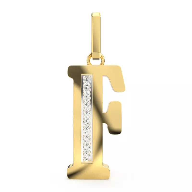 F SCRIPT DIAMOND PENDANT 3D print model_0