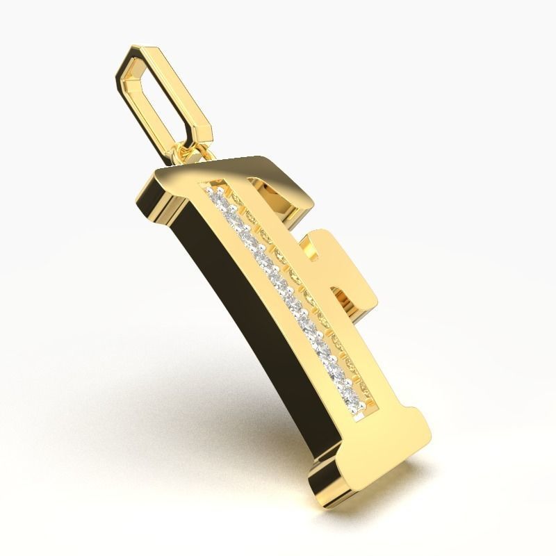 F SCRIPT DIAMOND PENDANT 3D print model_2