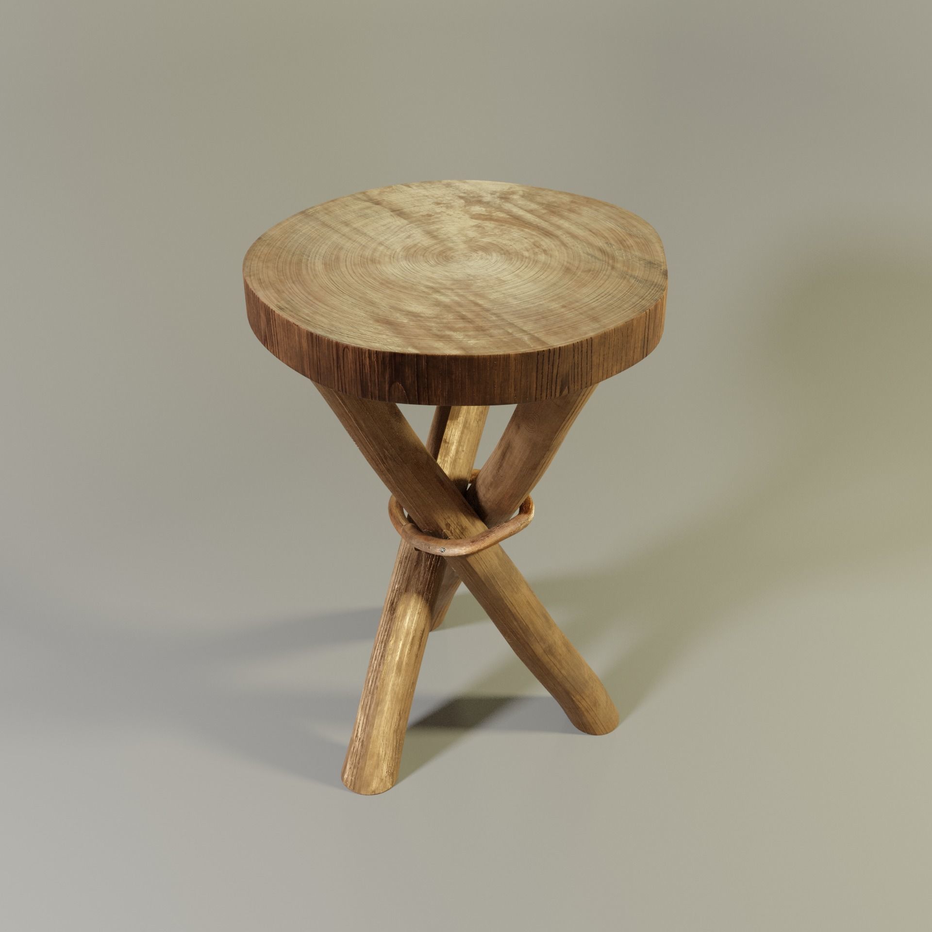 wooden stool 3D model_7