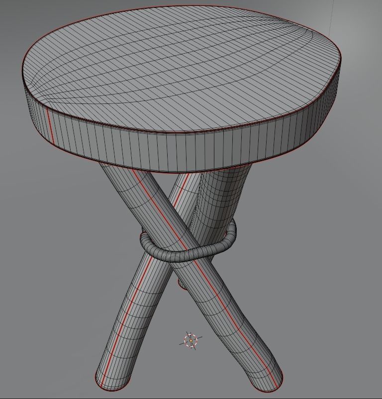 wooden stool 3D model_9