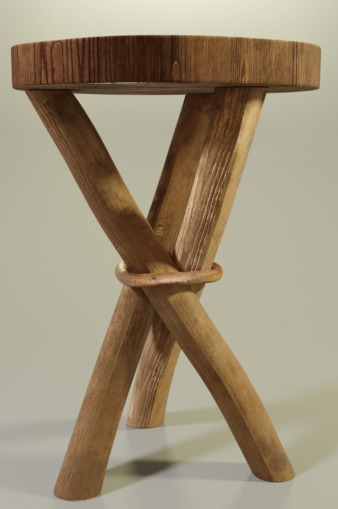 wooden stool 3D model_1