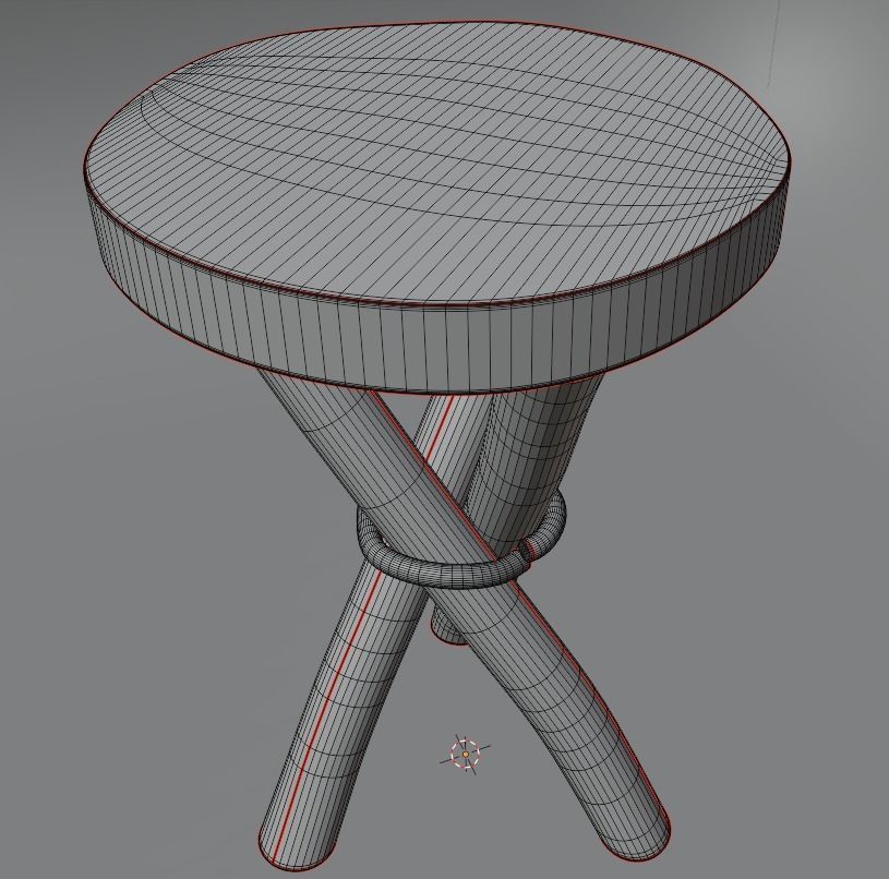 wooden stool 3D model_10
