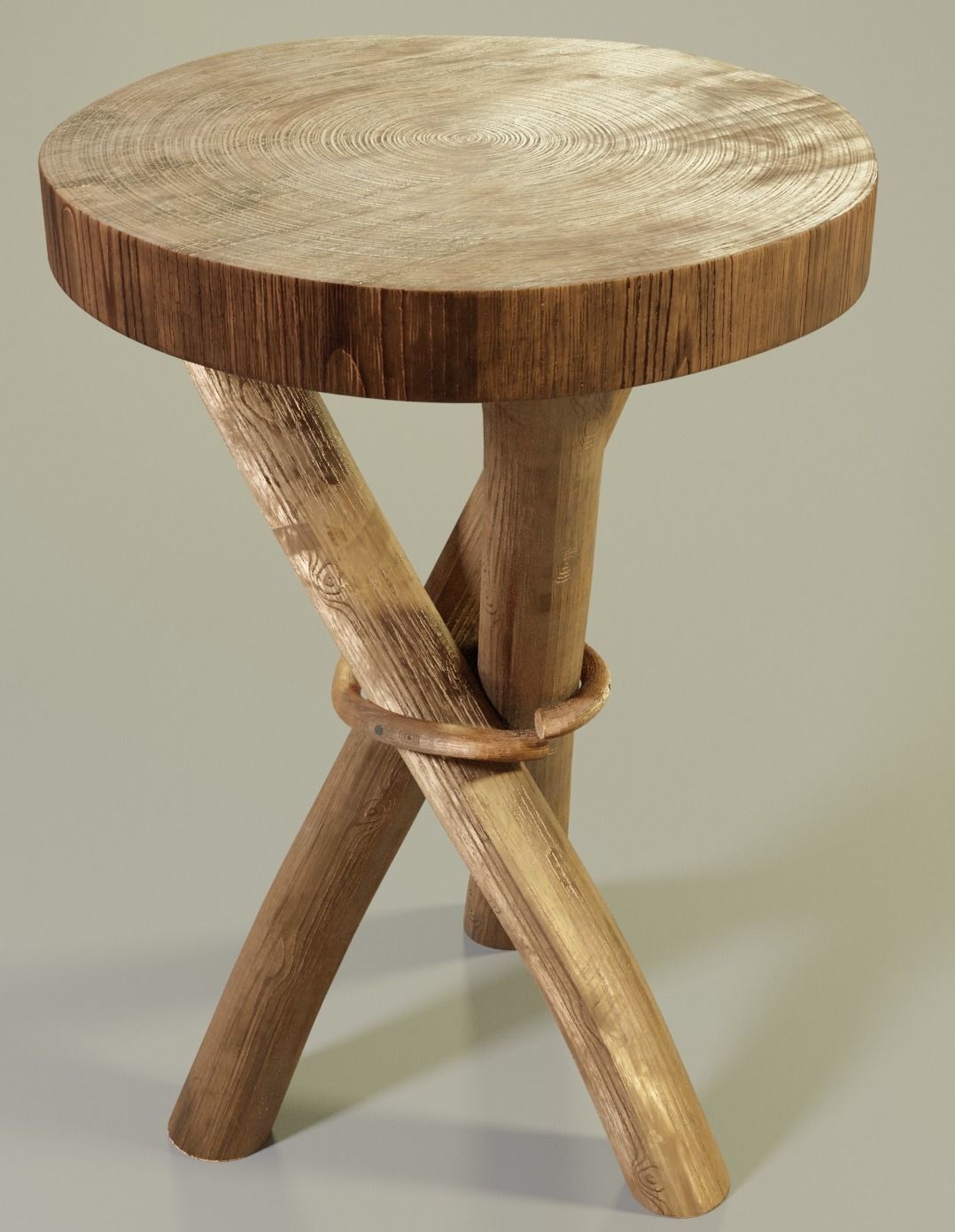 wooden stool 3D model_4