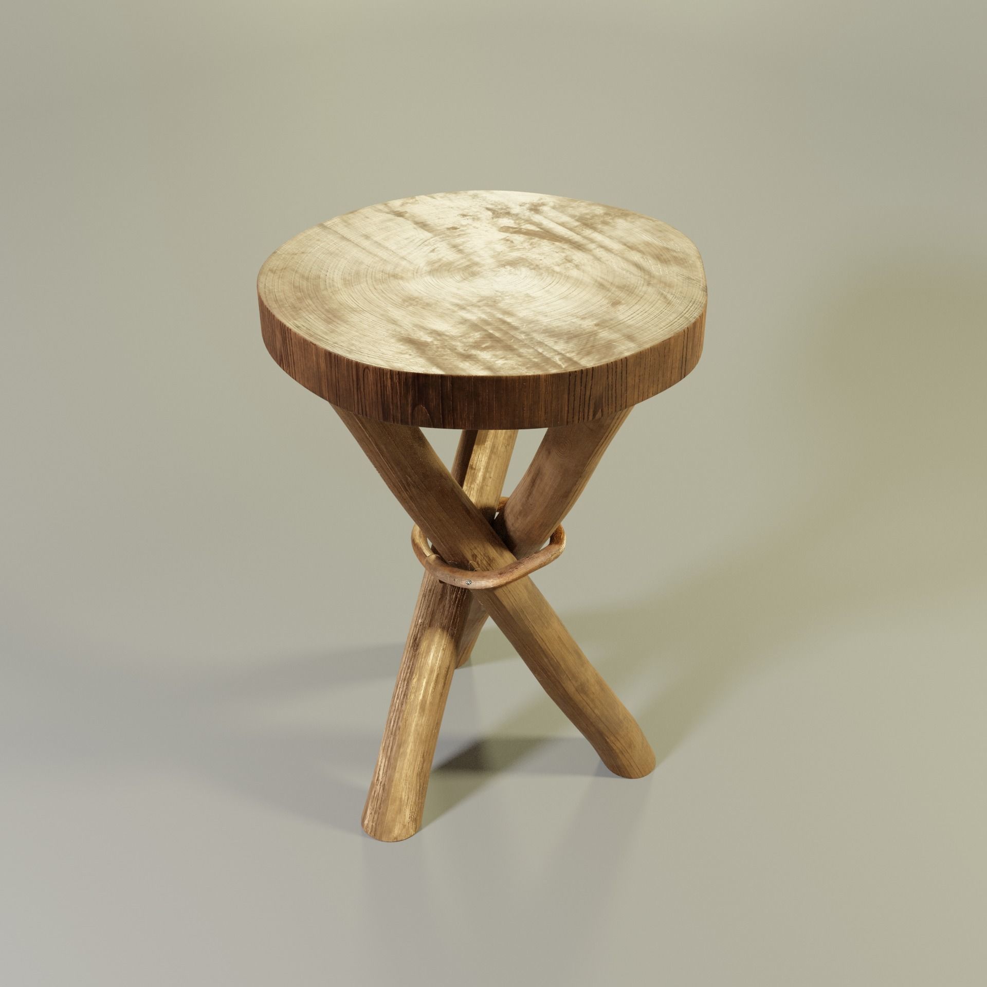 wooden stool 3D model_6