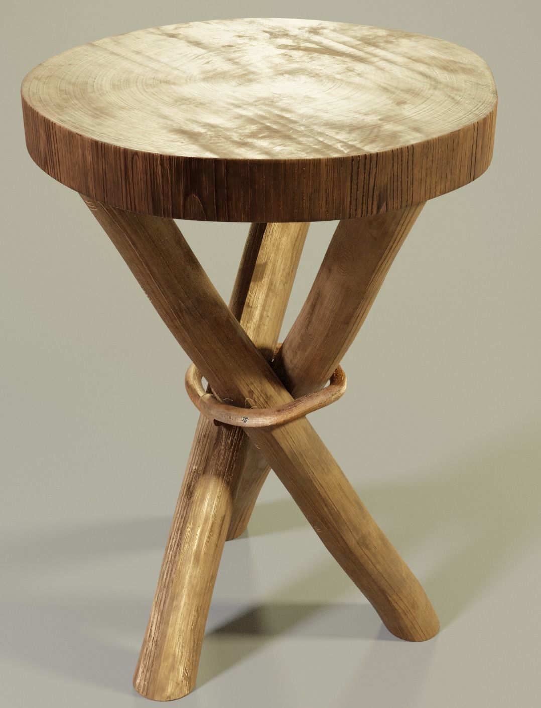wooden stool 3D model_5