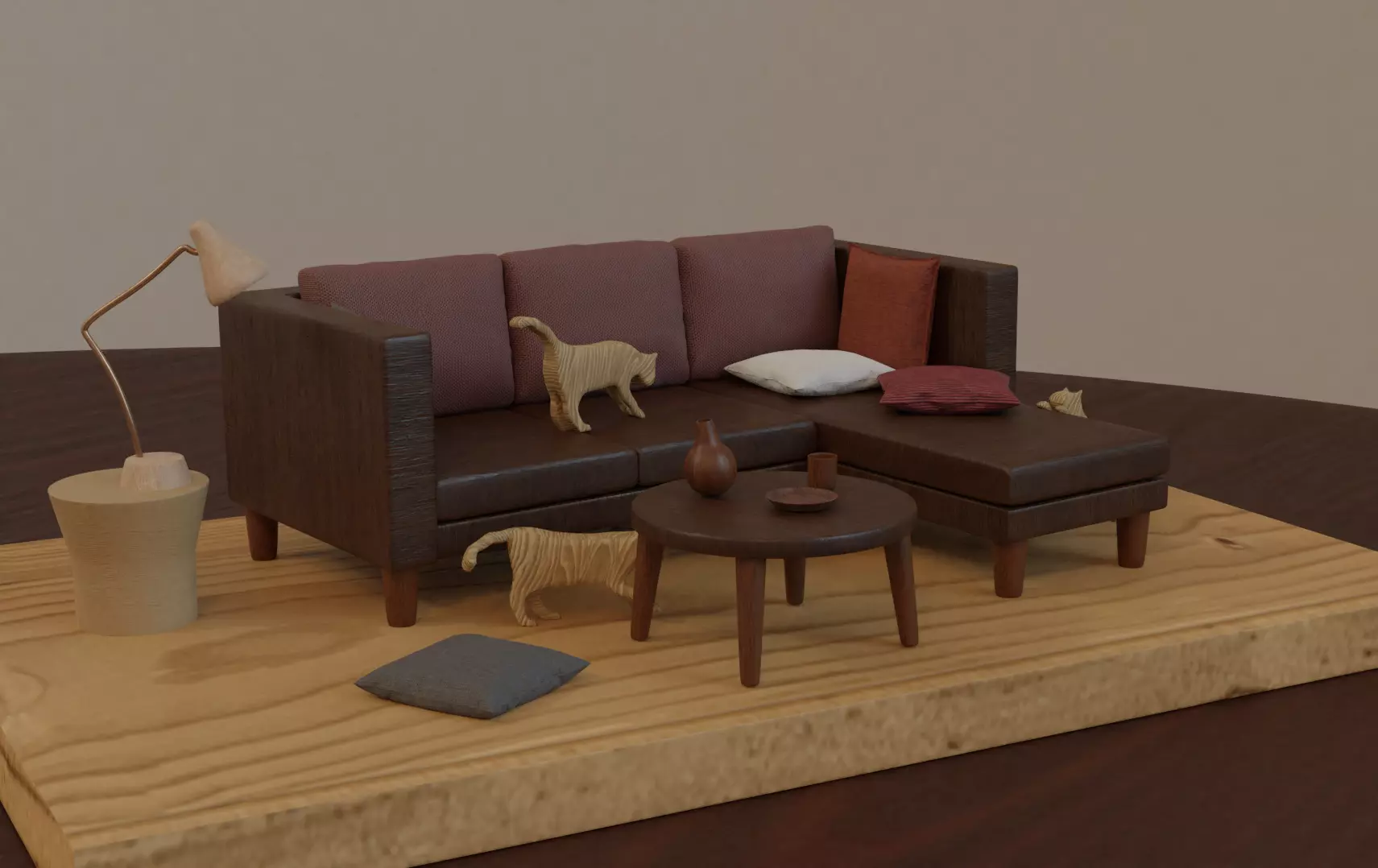 Wooden Cat Figurines Free 3D model