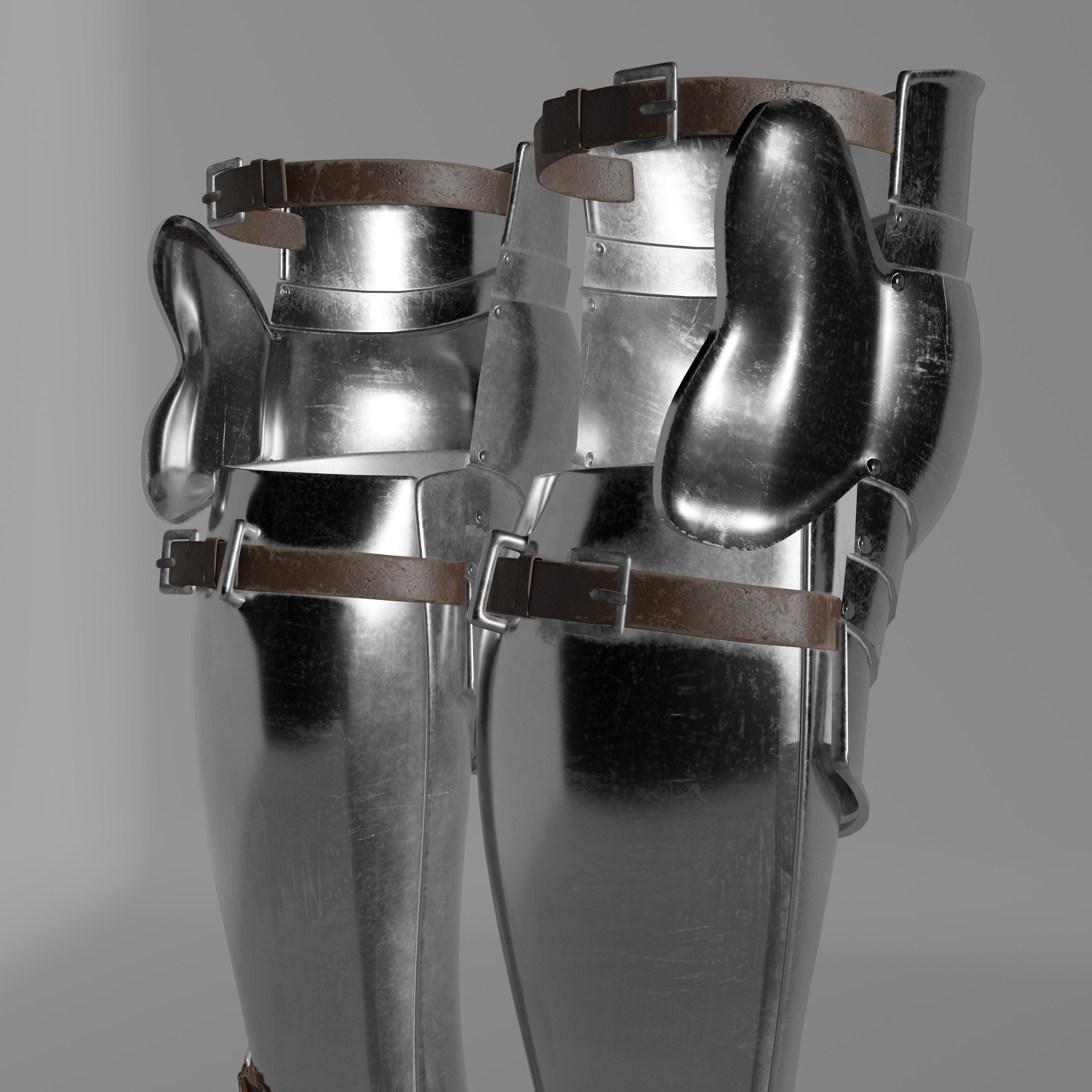 European Medieval Greaves with Sabatons-Solleretes Low-poly 3D model_7