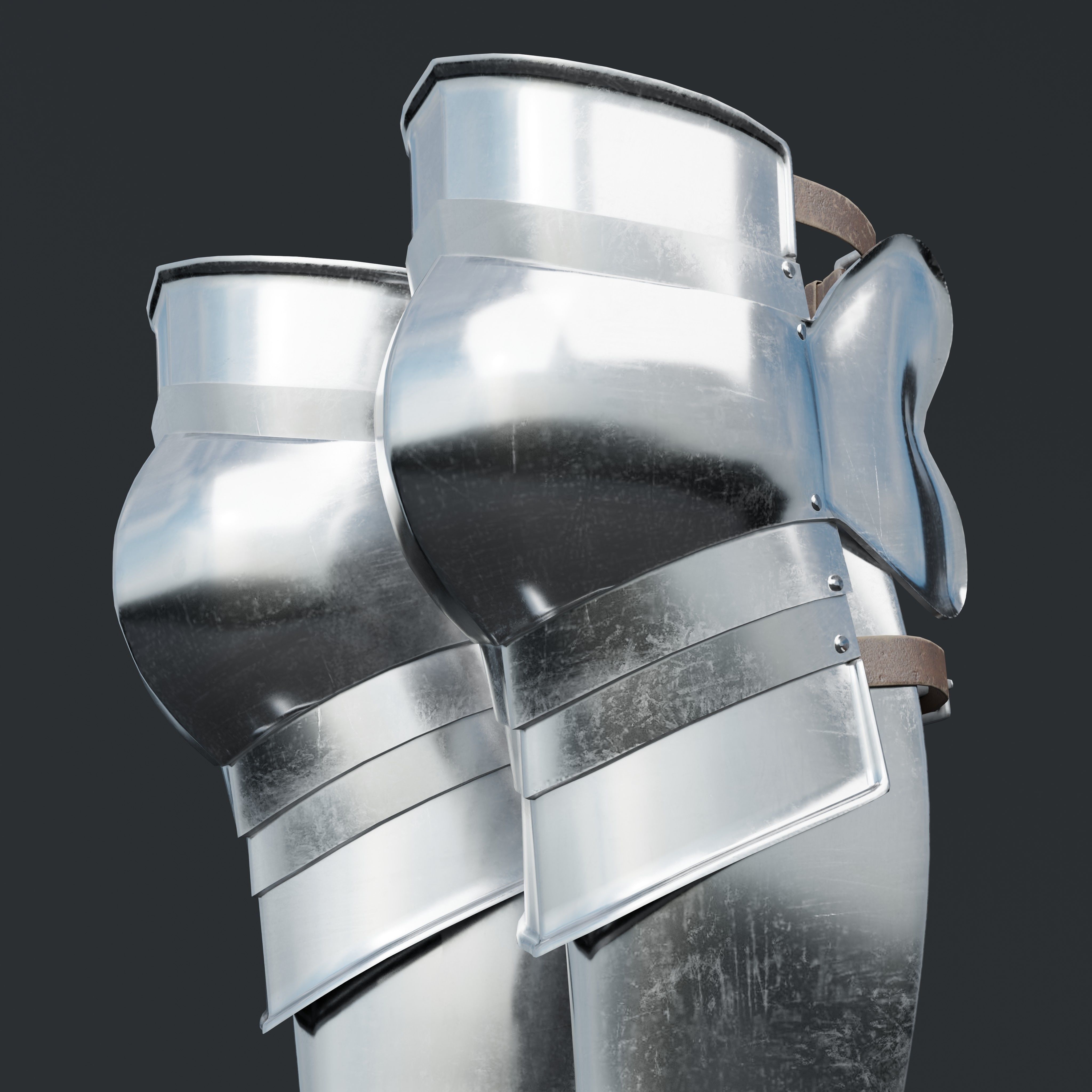 European Medieval Greaves with Sabatons-Solleretes Low-poly 3D model_5
