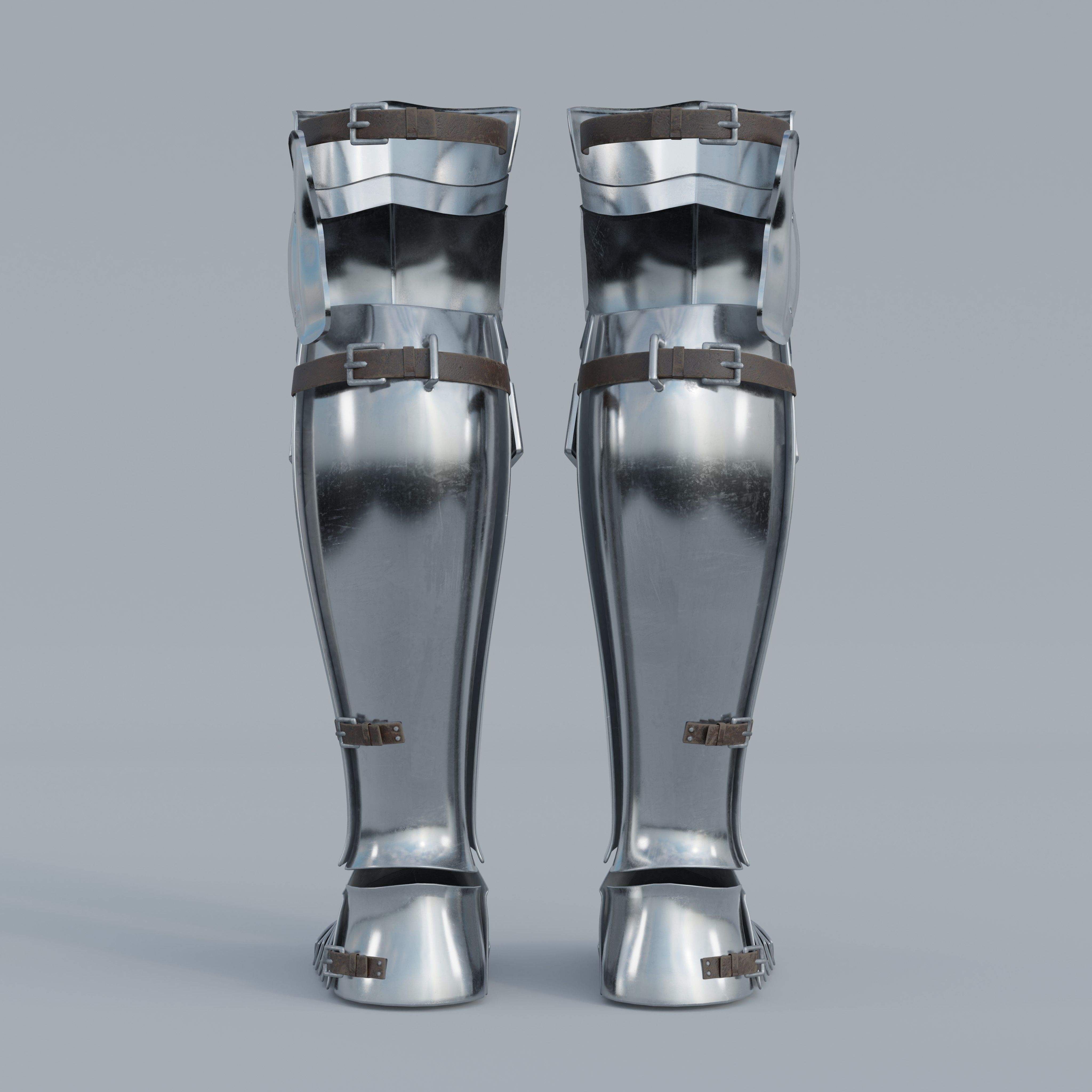 European Medieval Greaves with Sabatons-Solleretes Low-poly 3D model_2